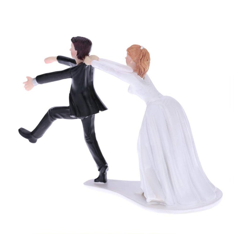 CheeseandU Bride&Groom Figurines Romantic Bride and Groom Wedding Cake Topper Funny Resin Run Groom Bridal Show Stand Cake Topper Wedding Valentines Day Engagement Anniversary Decoration - Image 3